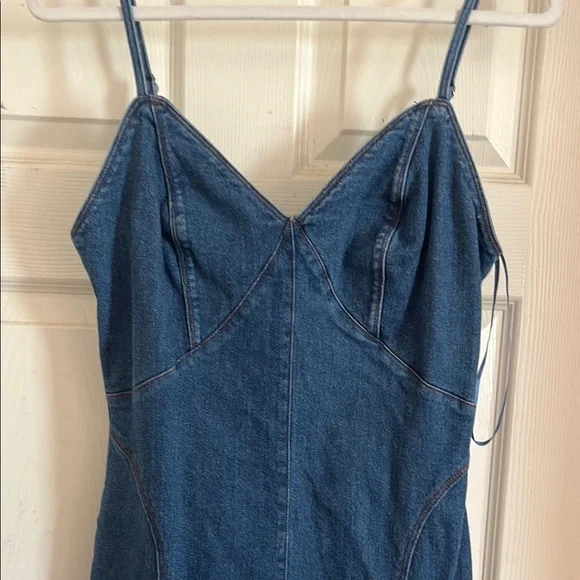 Blue Denim Spaghetti Strap Dress - Picture 2 of 4